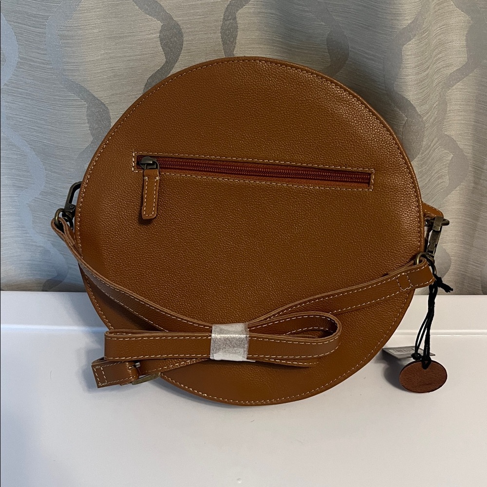 NWT Myra Boho Motif Round Bag Brown Leather Western - Picture 9 of 11